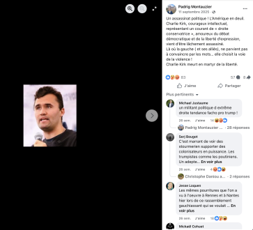 Hommage à Charlie Kirk militant politique américain d'extrême droite