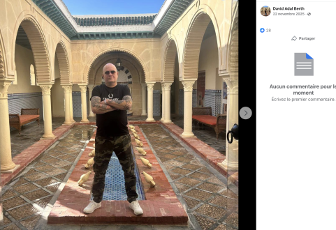 T-shirt Fred Perry et Toile d'araignée tatouée au coude, un symbole récupérée par l'extrême droite et répandu dans les